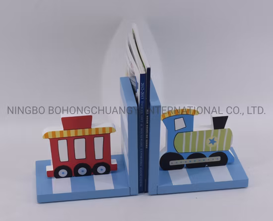 Boys Promotional Gift Bookstand Shaped Train/Car Wood Bookends for Students