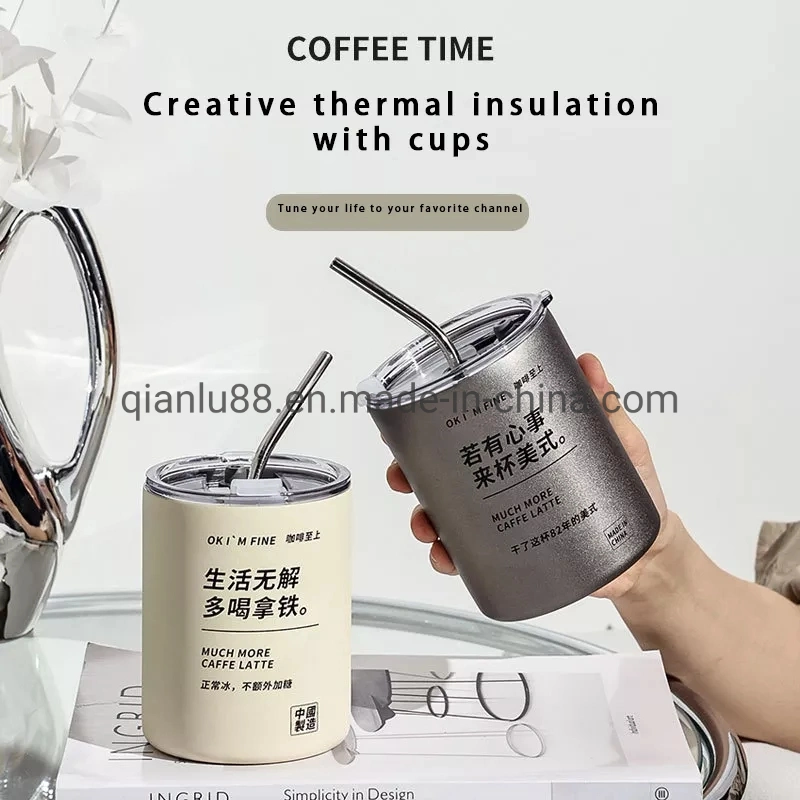 304 Double Wall Stainless Steel Vacuum Insulated Tumbler Coffee Milk Cup Mug Drinking Water Bottle with Lid and Straw